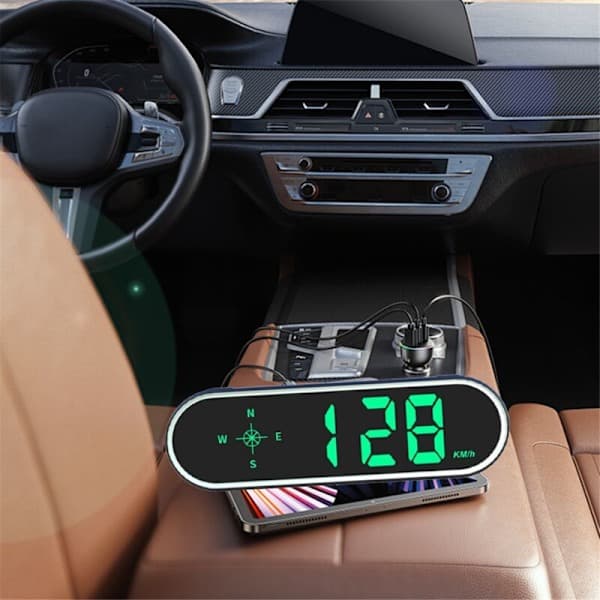 GPS Hastighetsmätare HUD Universal Bil Head Up Display med Kompass Överhastighetslarm Alla Fordon