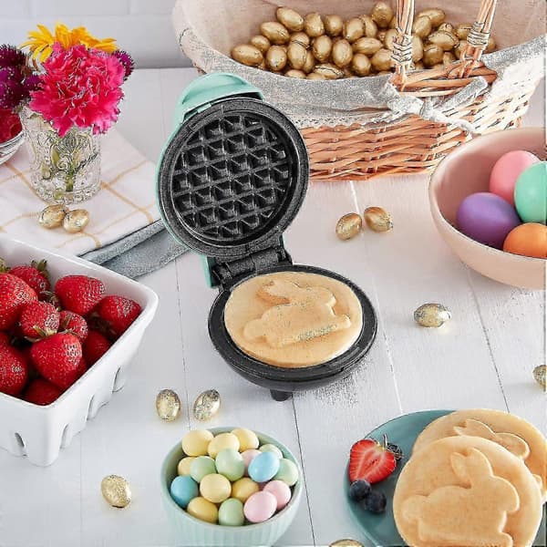 Dash Mini Maker för enskilda våfflor, hash browns, Keto Chaffles med lättstädade, non-stick ytor, 4 tum, Aqua