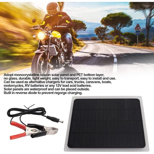 12V 10W Monokrystallinsk Solpanel, Vandtæt Bilopladningssolpanel, Bærbart Solenergi Panel, med Clips, til Autocamper Batterioplader,