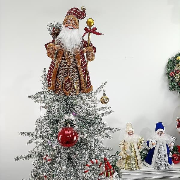 32 cm realistisk julemandsfigur med LED-belysning, julepynt, plysdukke