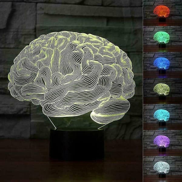 3D Human Brain -cerebellum Model Bordlampe 7 Farveskiftende LED Natlys Gave