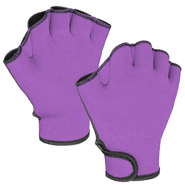 Aqua Gloves - Verkkokädet Uinnin Vastustuskoulutukseen, Veden Aerobiikkaan ja Uintiin, Hengittävät Yleismaailmalliset Hanskat Purple S
