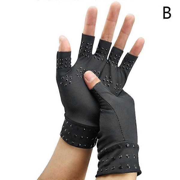 1 par Magnetiska Handskar Artrit Terapi Handskar För Artrit Ledvärk Behandling Fingerlösa Handskar Reumatoid Hand Smärtlindring Black