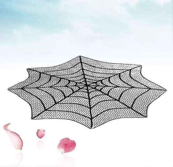2025 Til 30 Tommer Rund Sort Blonde Dug - Halloween Fest Dekoration