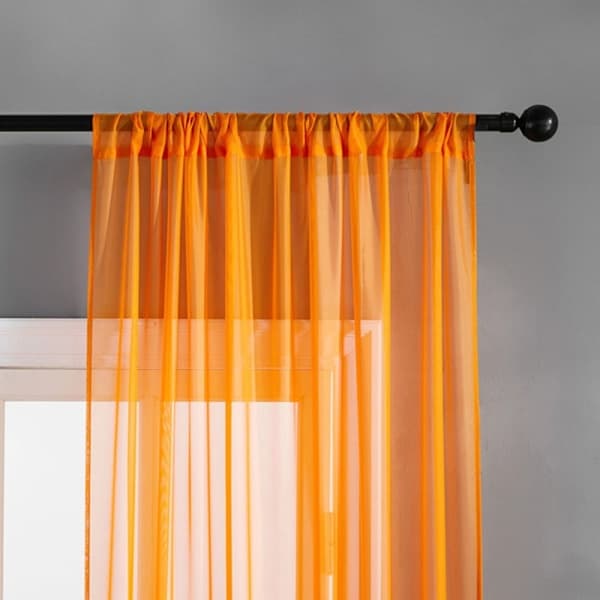 Gennemsigtige Voile Gardiner Vindue Tyl Draperi ORANGE - spotudsalg orange orange