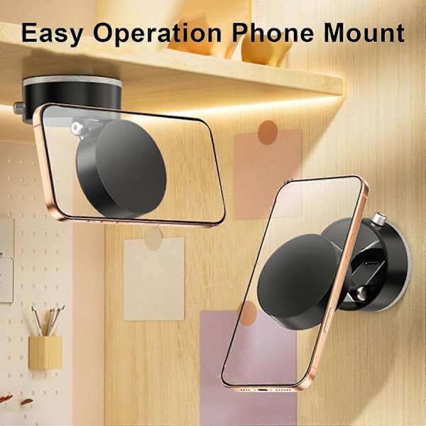 Magnetisk Telefonhållare med Vakuum Sugkopp 360 Graders Roterande Universal Handsfree Portabel White