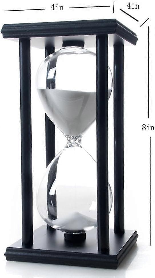 60 minutters timeglass, sandtimer i tre, egnet for studier, middag, kontor, stue White black