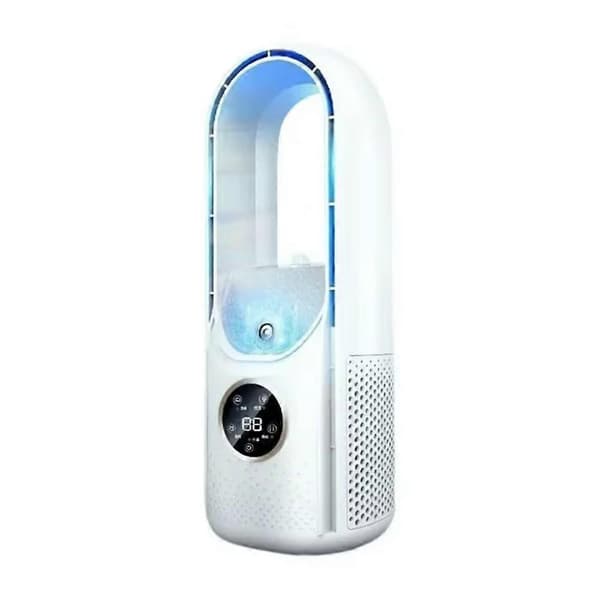 Bladeless Ventilator Bærbar Aircondition LED Display Bordventilator Bladløs Køler Køleventilator Tårn Aircondition til Kontor Soveværelse White