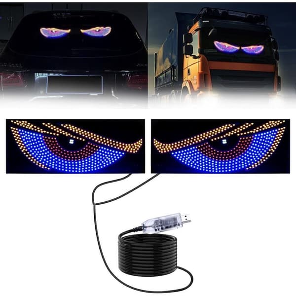 Blue Devil Eyes Bilforrude Lys, USB Plug & Play LED Bil Lys med 11 Tilstande, Dæmon Tegn til SUV'er, Pickups, Lastbiler, Autocampere