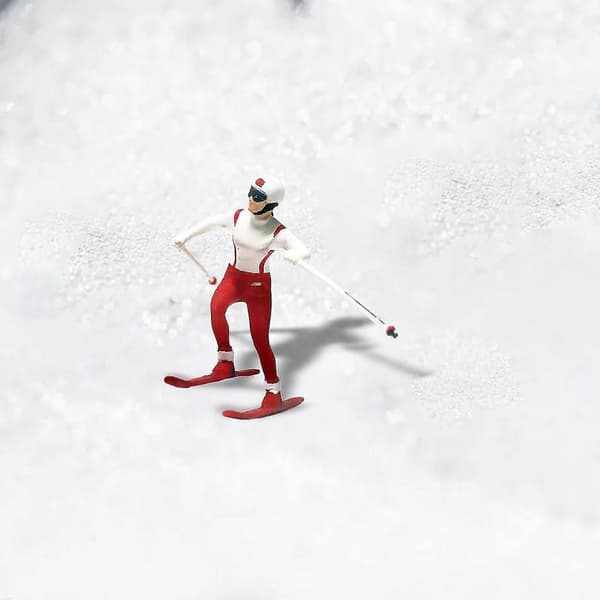 Resin 1/87 Ski Figurer Landskabsfigur Scener Tilbehør Rød