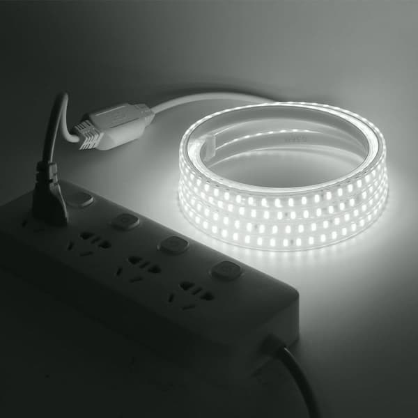 LED-ljuslist, IP65 vattentät 220V flexibel LED-ljuslist för trappor, sovrum, kök inomhus/utomhus (vit, 5M)