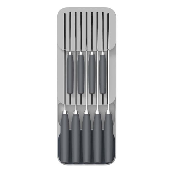 Grå knivblock, 15 cm bred x 39,8 cm djup x 7,5 cm hög