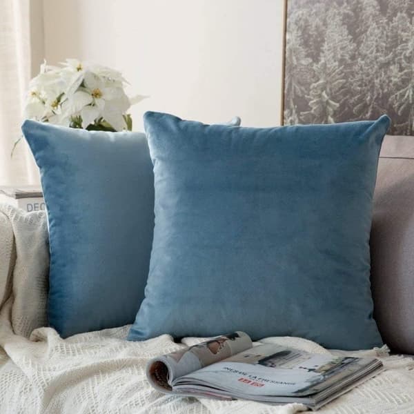 Pyntepude 45x45cm Pudebetræk til stue sofa soveværelse sæt med 2 til hverdagsbrug og også velegnet til helligdage som jul blue