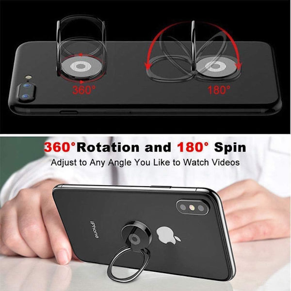 Mobiilisormipidike 360° pyörivä sormiote rengasteline pidike kaikille Android-matkapuhelimille tableteille iPhoneille