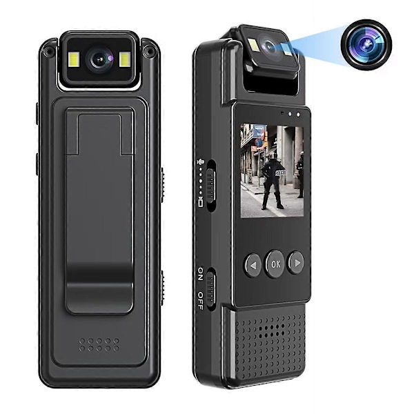 Kroppskamera Wifi 1080P HD Inspelning 1.3In Skärminspelare, Loopinspelning, 8 timmars batteritid Bärbara kameror Polis Cop Cam