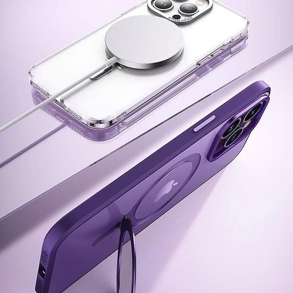 Magnetisk cover kompatibelt med iPhone 14 Pro Max - gennemsigtig frostet lilla