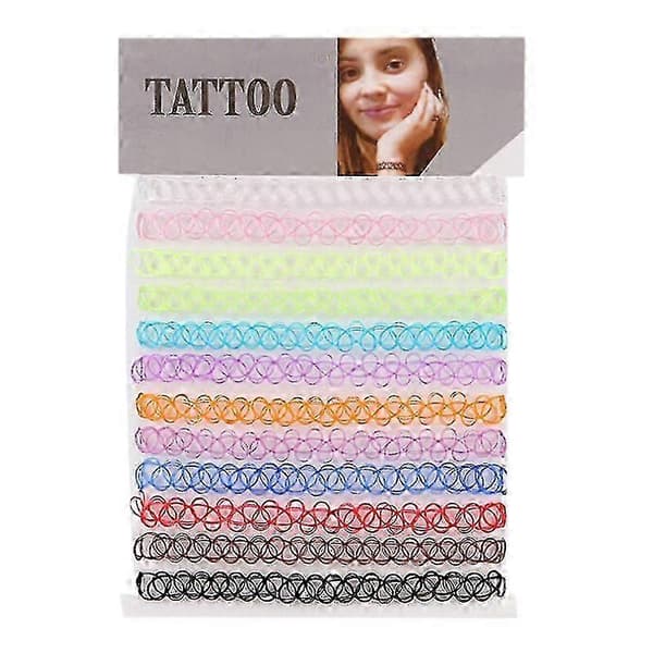 12 stk/sæt Nye Collares Vintage Stretch Tattoo Choker Halskæder Kvinder Piger Charm Punk Retro TW