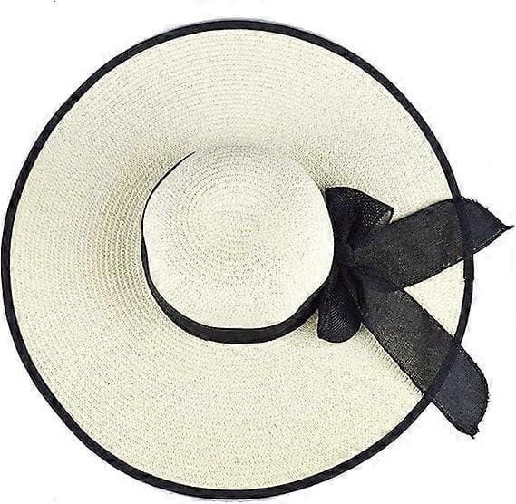 Bredskygget Fedora Hat til Kvinder Bæltespænde Retro Panama Floppy Hat White