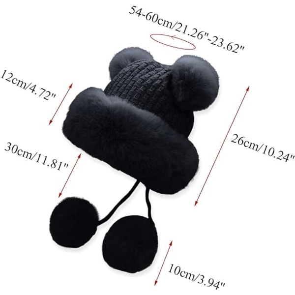 Varm Ullhatt med Öronlappar Stickad Beanie Tjock Beanie Söt Dam Snö Vinter Basebollkeps Varmast Hatt för Män Khaki