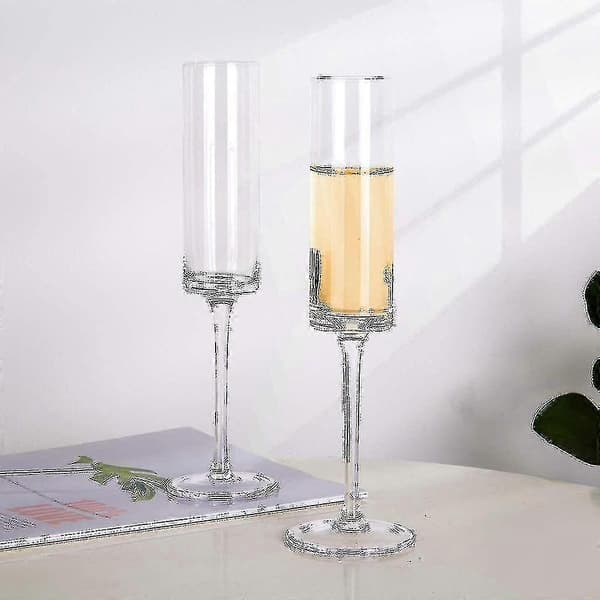 Sett med 6 krystall champagneglass
