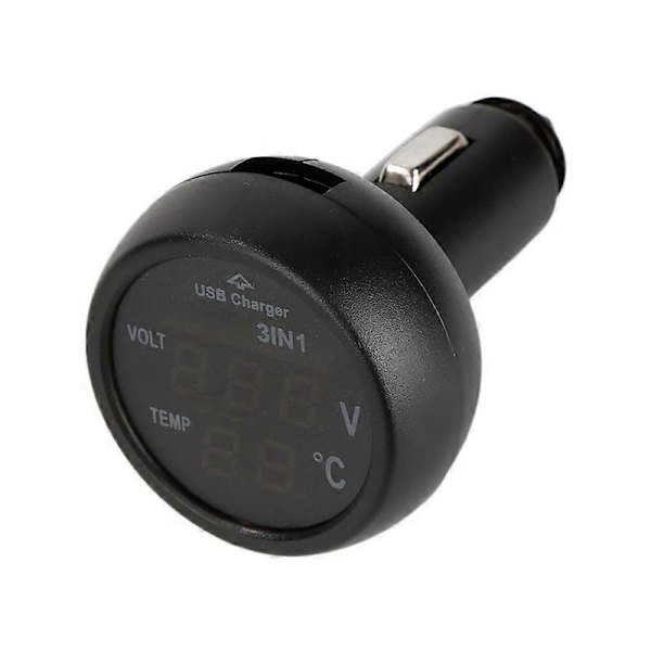 Bil Digital Voltmeter Termometer USB Lader Bil Sigarettenner Uttak Digital Voltmeter Termometer 3 I 1 Måler