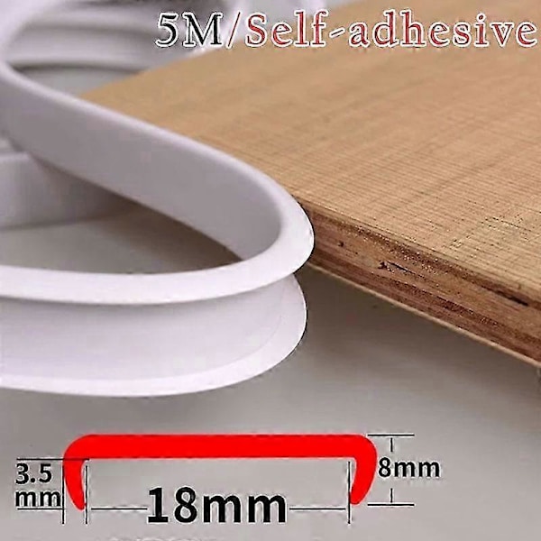5M U-muotoinen reunalista Itseliimautuva reunalista TPE-kumipuulevy Tuolin pöydän suojus Huonekalujen koristelu beige 18mm