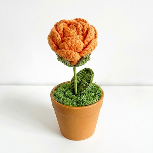 Håndvævet Buket Potte Strikke Blomst Potteplante Ornament Håndværk H