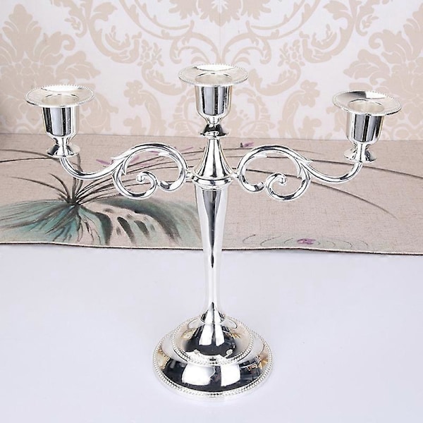 Metall 3/5-armet Lysestake Romantisk Middag Ferie Bryllup Dekor Silver 3-Head