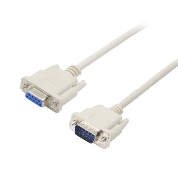 DB9 Null Modem Seriellkabel - 1 Enhet - PVC og Nikkelbelagte Kontakter - RS232 Mann/Kvinne Forlengelseskabel - PC og Maskin