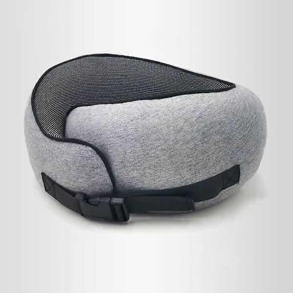 Säkerhetsnackkudde för Resor Memory Foam Bekväm & Andningsbar Mjuk U-formad Light gray
