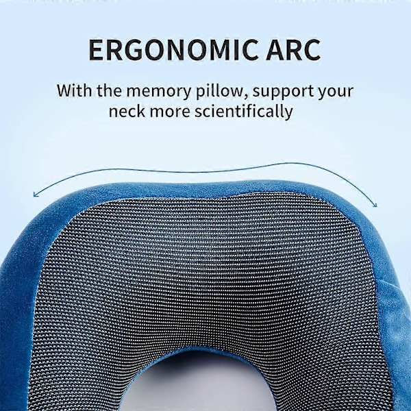 Bekväm Resekudde - Flygplanskudde - Bilkudde - Resekudde i Memory Foam - Resekudde - Resekudde - Resekudde - Vuxen, (Blå)