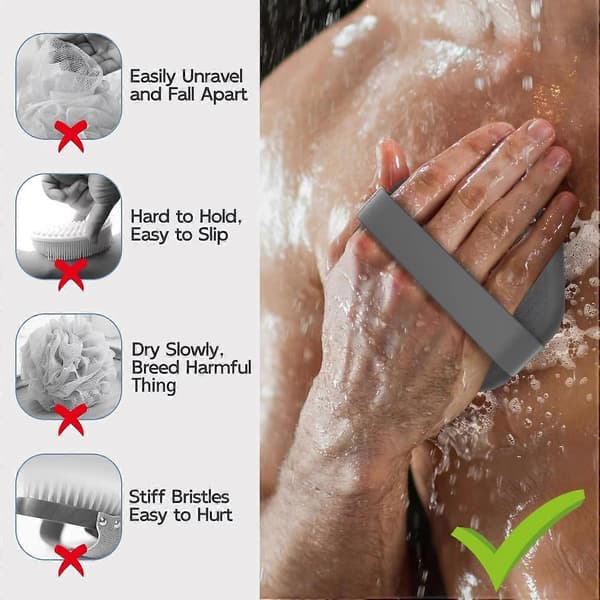 Mjuk Silikon Kroppsskrubbborste, Handhållen Duschrengöringsborste, Silikon Kroppsskrubber För Dusch Med Mild Exfoliering Black