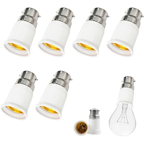 6 kpl B22–E27-adapteri, bajonetti-ruuvipolttimoadapteri, B22–E27-ruuvikantamuunnin, 0–250 V, LED-, hehkulampuille