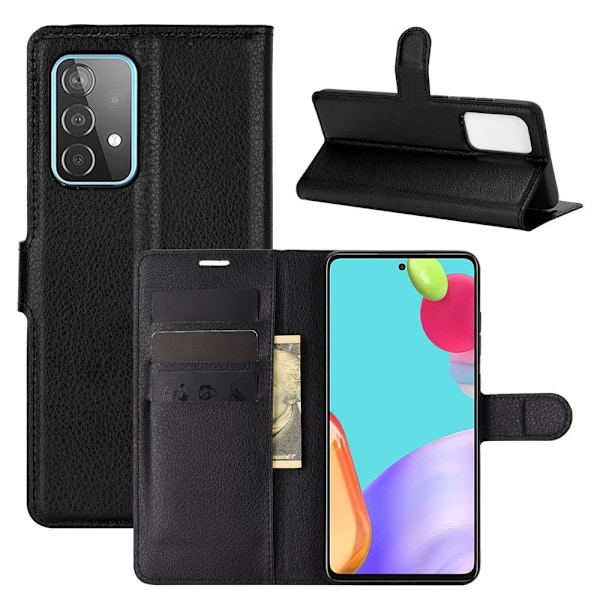 Samsung Galaxy A52 / A52s - Litsi-kuvioitu suojakotelo - Musta Musta Musta