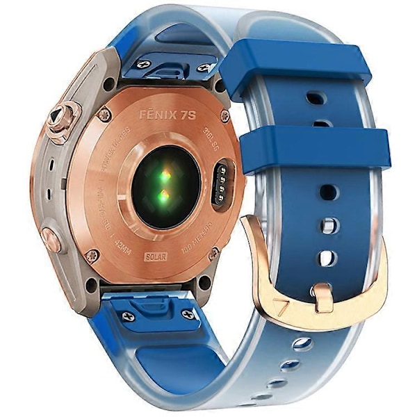 Kompatibel med Garmin Fenix 7S QuickFit 20mm Transparent Design Klockarmband Justerbart Silikonband DarkBlue
