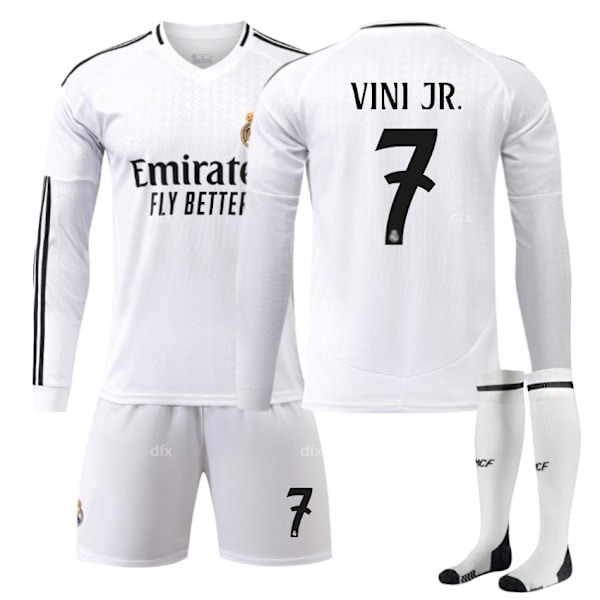 Real Madrid Barn Hemmatröja Set 2024-2025 Höst & Vinter Nr 10 Strumpor + Skydd 22 MBAPPE No 8 socks L