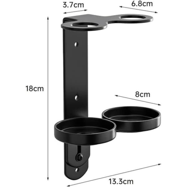 Flytende såpedispenser, veggmontert håndsåpedispenserholder, flaskeholder, dusjgel, sjampo (2 hull)