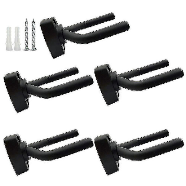 5-pack Svart Gitarrhängare - Väggmonteringsdisplay med skruvar
