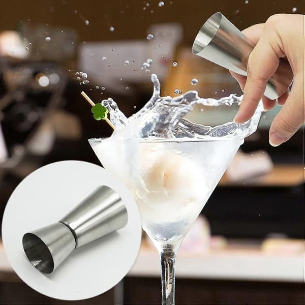 Vinmåler i rustfrit stål, dobbelt vinglas, dobbelt vinmåler til bar cocktail vinmåler