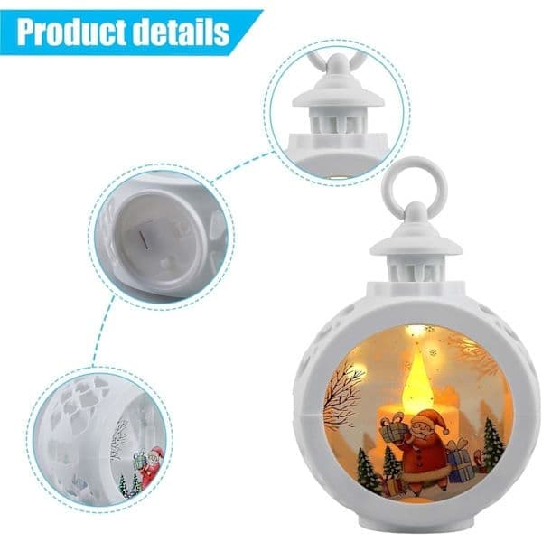 LED julelykt, 2 stk, 12 x 8,5 cm, hengende lysende julelykt, rund lysende julelykt med batteridrift