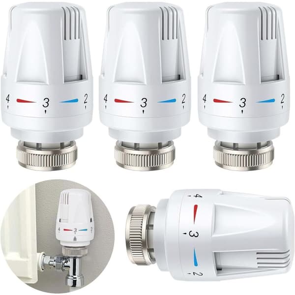 4 stk. termostatisk radiatorhoved, termostathoved, M30 x 1,5 montering, smart termostathoved til smart termostat og centralvarmepakke