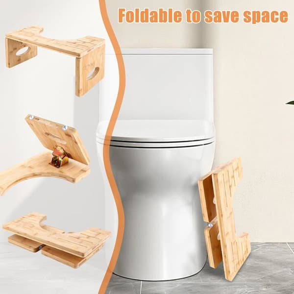 Fällbar toalettpall - 1 enhet - Naturlig bambu - Ergonomisk position - Vuxna och seniorer
