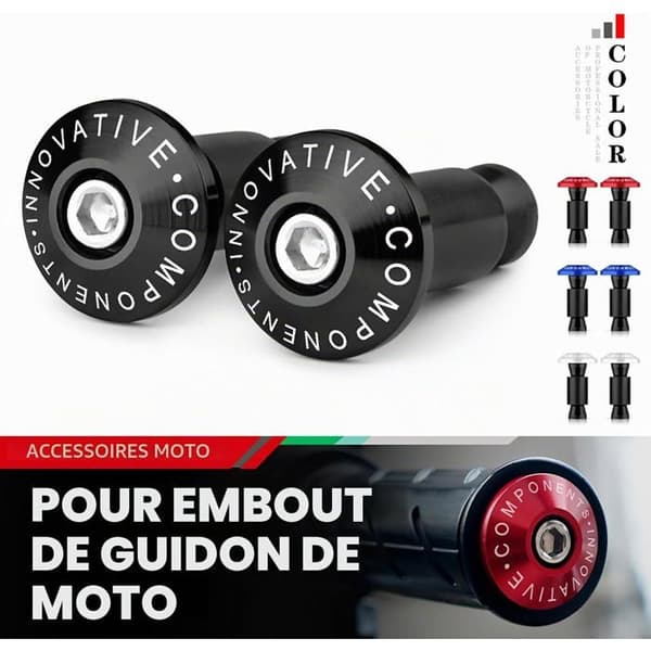 Motorcykel Styr Endestykker - Par - CNC Aluminium - Universal 22mm - Endebeskyttelse - Sort