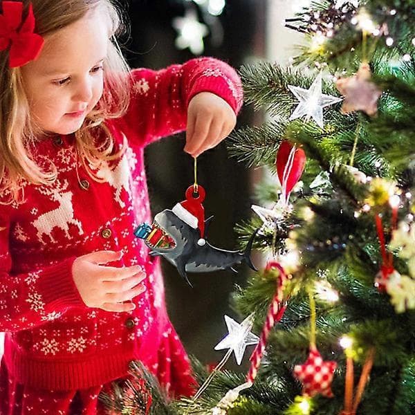 4 Glædelig jul træ vedhæng juletræshaj