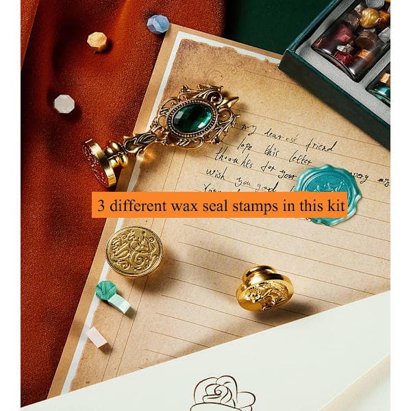 Gaveæske med lakseglstempel - udsalg Lakseglstempelsæt Wax Seal Stamp Set