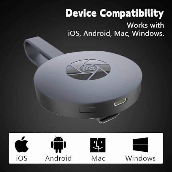 Seurico TV-boks, 2024 Ny TV-casting-enhet, 1080P Trådløs HDMI-skjermadapter, 4K WiFi-skjermspeiling Streaming-enhet for iOS Android 2pcs