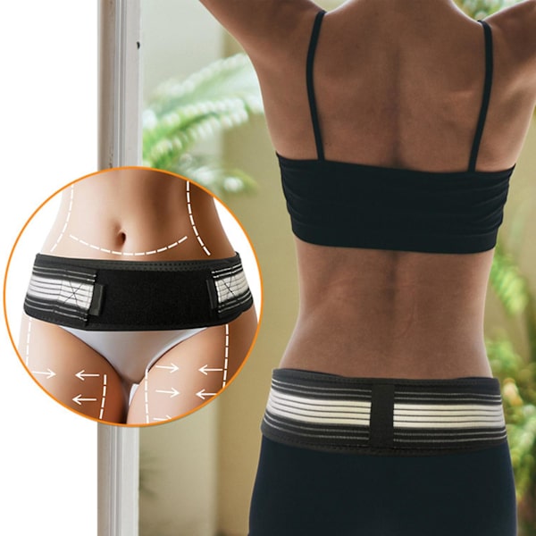 100% Uusi Sacroiliac Si Lantiovyö Naisille ja Miehille Si Nivel Lantiovyö - Alaselän Tukivyö - Säädettävä Iskias Lantion Lannen Kipujen Lievitykseen Troch Black 140cm