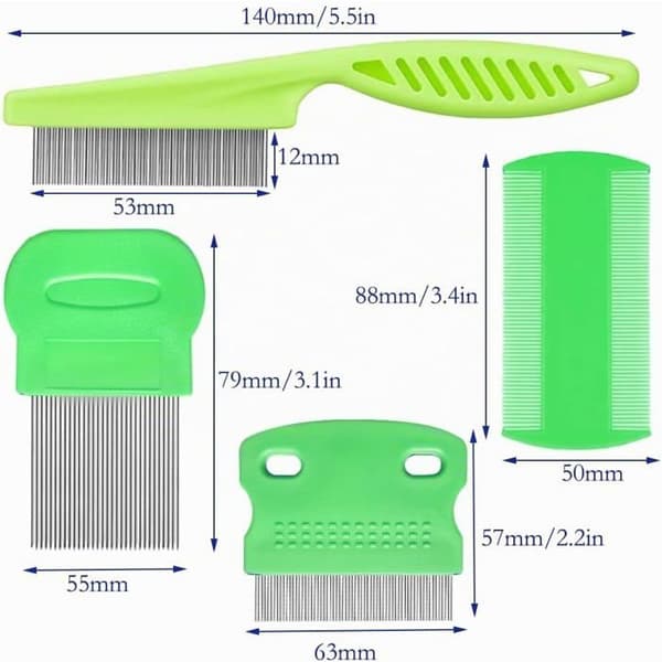 4 fine hårkamme - rustfrit stål og plast - skånsom udredning og præcis styling - til salon og