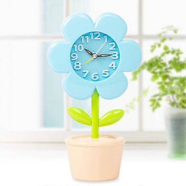 Kreativ Vekkerklokke Stereo Digital Stille Blomster Vekkerklokke for Soverom pink