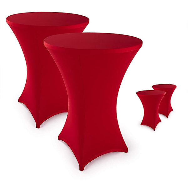 Strekkbartrekk for barbord for bistro bord spandex, forsterkning i fotområdet for bryllup rød Ø 80 - sett med 2